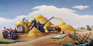 Wheat Threshing On The High Plains Artwork by Thomas Hart Benton