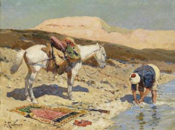 Circassian Rider at Rest Artwork by Franc Alekseevic Rubo