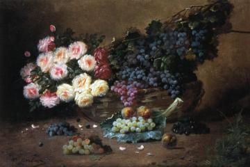 Still Life with Roses and Grapes Artwork by Max Carlier