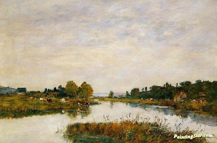 The Still River at Deauville Artwork by Eugène-Louis Boudin