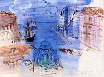 Composition with Port and Fountain Artwork by Raoul Dufy