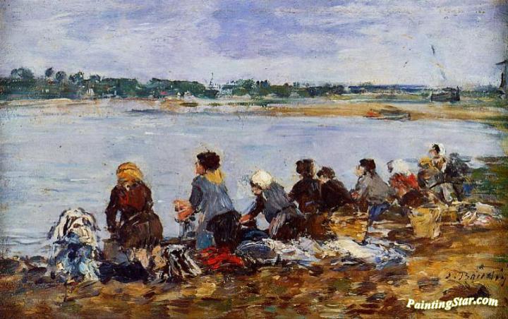 Laundresses on the Banks of the Touques Artwork by Eugène-Louis Boudin