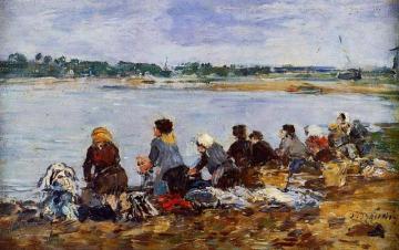 Laundresses on the Banks of the Touques Artwork by Eugène-Louis Boudin