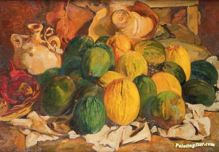 Still Life with Melons Artwork by Léon Cauvy