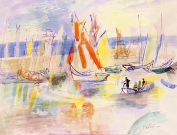 Sailboats At Ile D'yeu Artwork by Jean Dufy