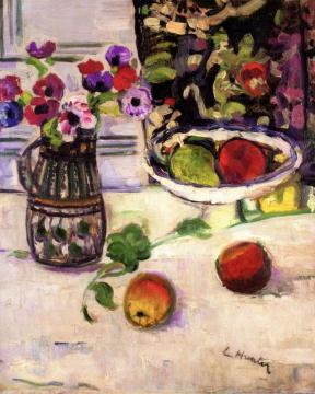 Still LIfe with Anemones and Apples Artwork by George Leslie Hunter