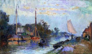 Rotterdam, View of Vleuve Schie Artwork by Albert Lebourg