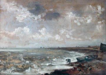 Seashore with Fishermen near a Boat Artwork by John Constable