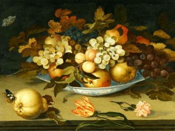 A Still Life with a Delft Bowl Containing Fruits Artwork by Balthasar van der Ast