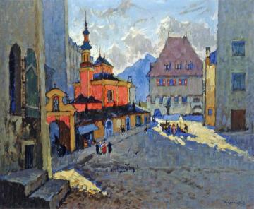 Street View with a Church Artwork by Konstantin Gorbatov