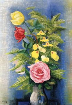 Flowers in a Vase Artwork by Moise Kisling