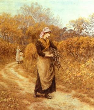 Gathering Firewood Artwork by Helen Allingham