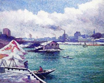 The River in Winter, Quai de Javel Artwork by Maximilien Luce