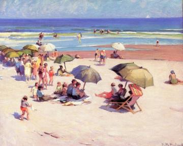 Bathers On A Beach Artwork by Mabel May Woodward
