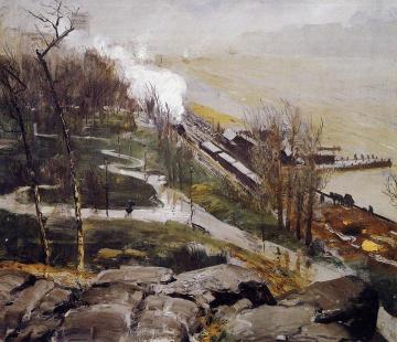 Rain on the River Artwork by George Wesley Bellows