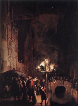 Celebration by Torchlight on the Oude Delft Artwork by Egbert van der Poel
