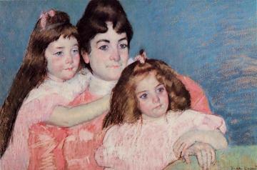 Portrait of Madame A. F. Aude and Her Two Daughters Artwork by Mary Cassatt