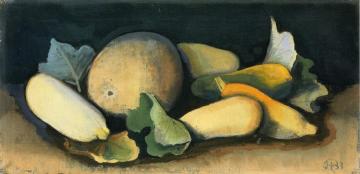 Still Life With Melon And Pumpkins Artwork by Karl Hofer