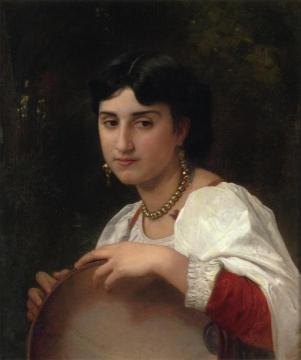 L'Italienne au tambourin Artwork by William Adolphe Bouguereau
