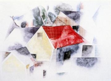 Red-Roofed Houses Artwork by Charles Demuth
