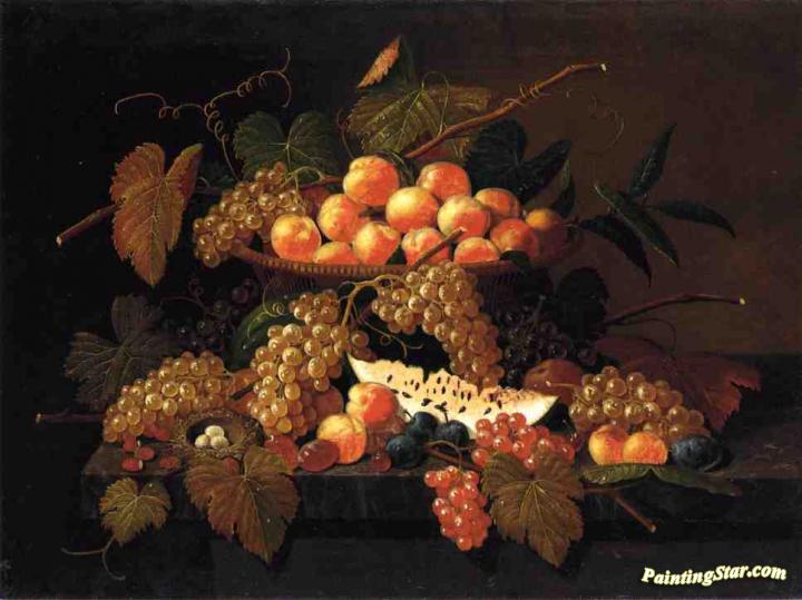 Still Life with Fruit and Nest Artwork by Severin Roesen