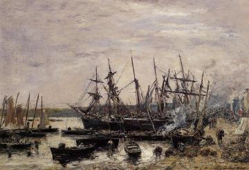 Camaret, Fishing Boats at Dock Artwork by Eugène-Louis Boudin
