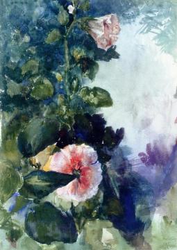 Hollyhocks Artwork by John La Farge