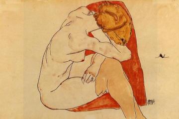 Seated Woman Artwork by Egon Schiele