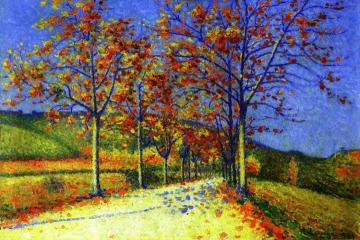 A Road With Flowering Almond Trees Artwork by Achille Lauge