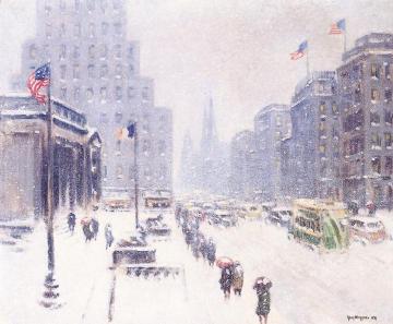 Public Library, Winter Artwork by Guy Wiggins