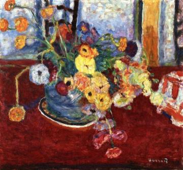Flowers On A Red Carpet Artwork by Pierre Bonnard