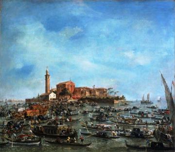 The Meeting of Pope Pius VI and Doge Paolo Renier at San Giorgio in Alga Artwork by Francesco Guardi