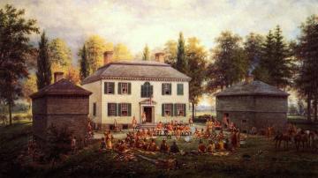 Sir William Johnson Presenting Medals To The Indian Chiefs Of The Six Nations At Johnstown, N.y. Artwork by Edward Lamson Henry