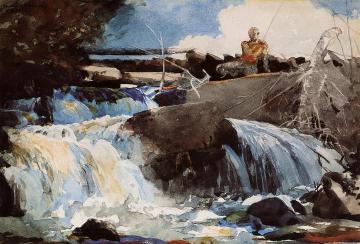 Casting in the Falls Artwork by Winslow Homer