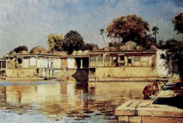 Palace and Lake at Sarkeh, near Ahmedabad, India Artwork by Edwin Lord Weeks