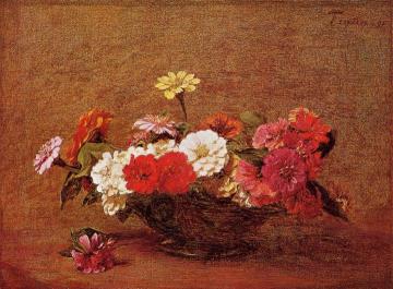Zinnias Artwork by Henri Fantin-Latour
