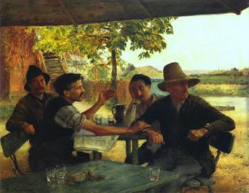 Political Dicussion Artwork by Émile Friant