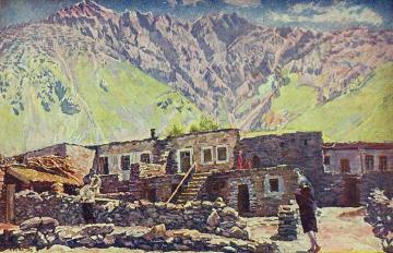 Georgia. Mount Shat and Village Artwork by Ilya Mashkov