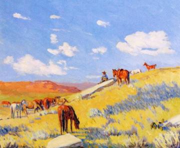 J A Horse Wrangler Artwork by Harold Dow Bugbee