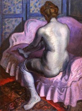 Young Woman On A Pink Sofa Artwork by Raoul Dufy