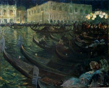 La Festa Del Redentore, Venice Artwork by Louis Abel-Truchet