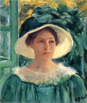 Young Woman In Green, Outdoors In The Sun Artwork by Mary Cassatt