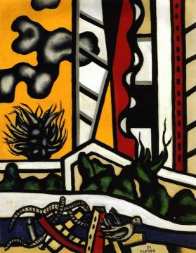 Mechanical Elements in a Landscape Artwork by Fernand Léger