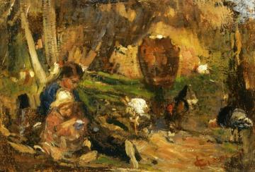 Child in a Farmyard Artwork by Cesare Ciani