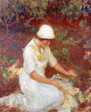 Girl in White Artwork by Aldro Thompson Hibbard