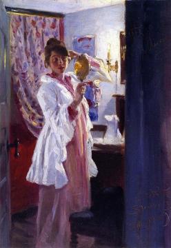 Interior with the Artist's Wife Artwork by Peder Severin Kroyer