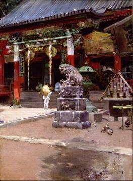 The Temple Court Of Fudo Sama At Meguro, Tokyo Artwork by Robert Frederick Blum