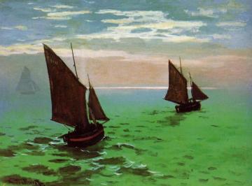 Fishing Boats at Sea Artwork by Claude Oscar Monet