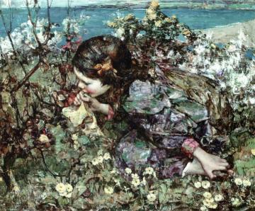 Among the Primroses Artwork by Edward Atkinson Hornel