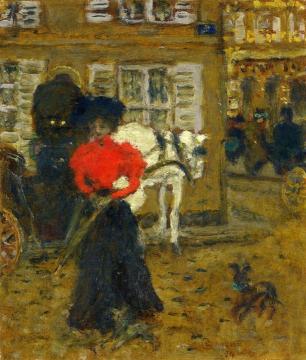 On the Street, Woman with an Umbrella Artwork by Pierre Bonnard